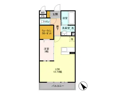 ヘリオス吉川美南 クロノス(1LDK/3階)の間取り写真