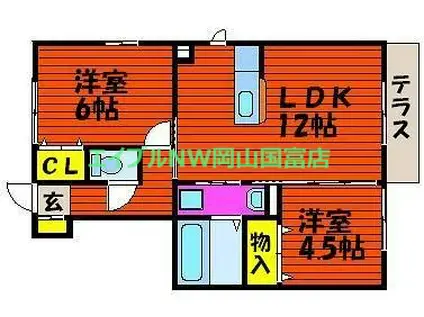 ファミリーヒルズ C棟(2LDK/1階)の間取り写真