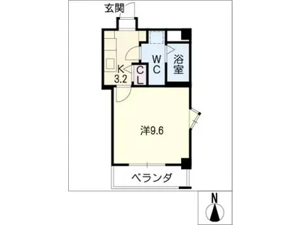 大竹南ビル(1K/6階)の間取り写真