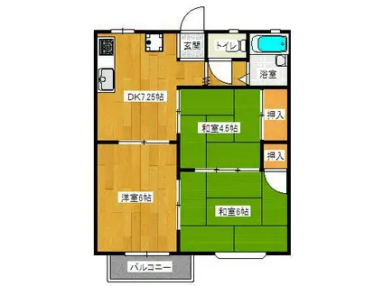 ジュネス大宮(3DK/1階)の間取り写真