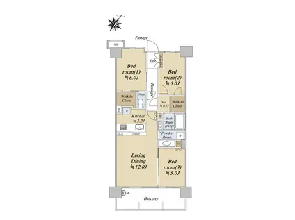 グランセンス吉川美南セントラルレジデンス(3LDK/4階)の間取り写真