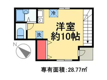 ベリエ亜矢(ワンルーム/2階)の間取り写真