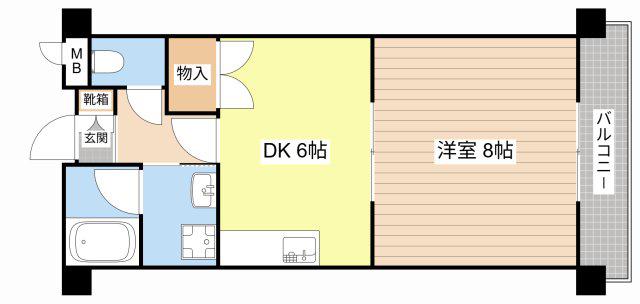 ヴィルヌーブマンション(1DK/3階)の間取り写真