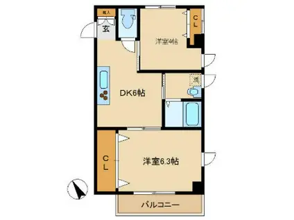 フルーレ(2DK/4階)の間取り写真