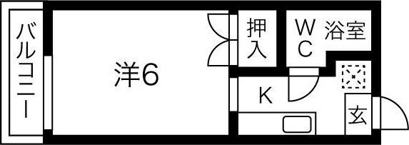 シティハイム大橋I(1K/1階)の間取り写真
