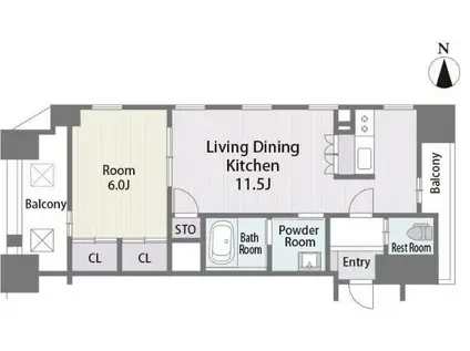 ラドゥーナ・ビルディング(1LDK/10階)の間取り写真