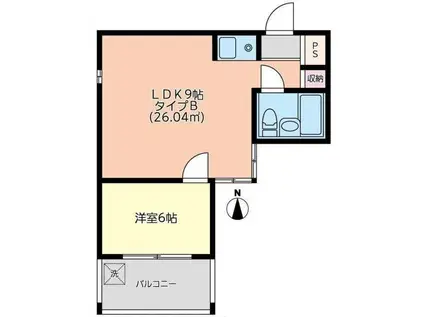 ユナイト山手サンピース(1LDK/2階)の間取り写真