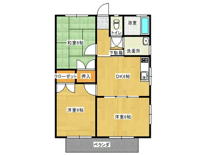 西田コーポII(3DK/2階)の間取り写真
