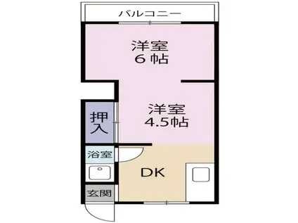 パインリーフ松原(2K/1階)の間取り写真