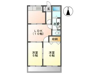 ミルキーWAY(2LDK/2階)の間取り写真