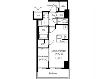 エステムコート名古屋新栄IIアリーナ(1DK/1階)の間取り写真