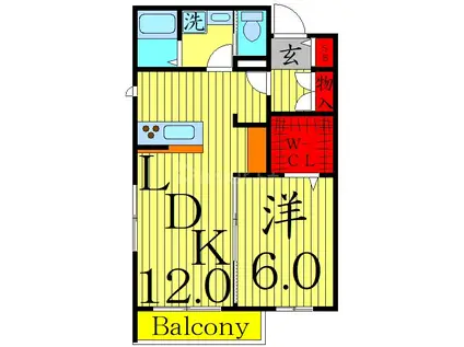 SHAMROCK2(1LDK/2階)の間取り写真