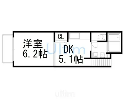 ヴェルドミール佐井(1DK/2階)の間取り写真