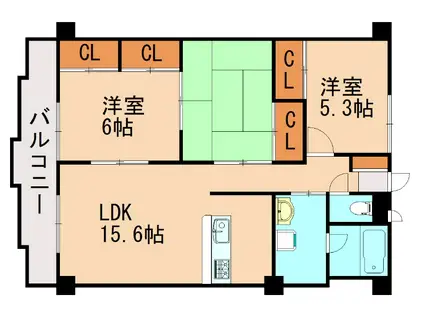 ルミネールハイツ多田(3LDK/5階)の間取り写真