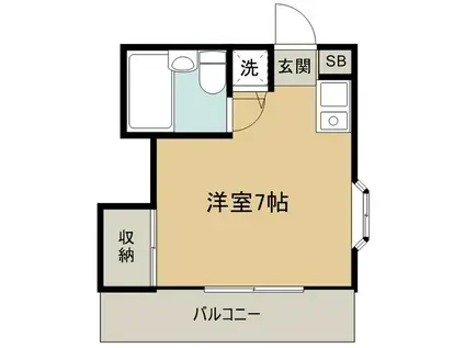 アーバンハイツ A棟(ワンルーム/2階)の間取り写真