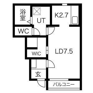 ブランシェ本館(1K/1階)の間取り写真