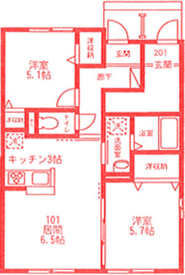 アドマーニ(2LDK/1階)の間取り写真