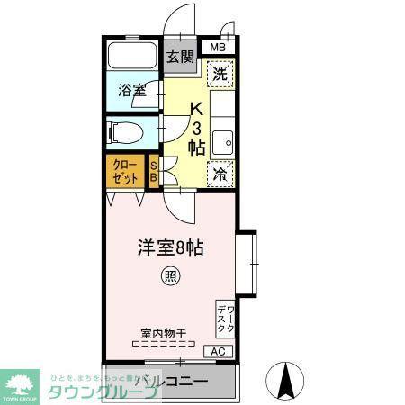 シャトーブリリアント(1K/1階)の間取り写真