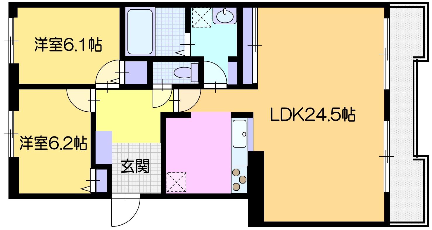 リーセント住吉(2LDK/7階)の間取り写真