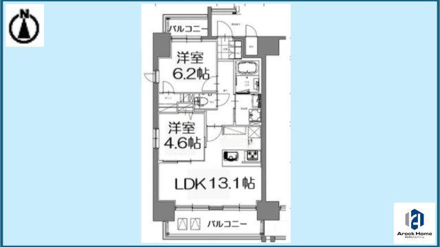SーRESIDENCE亀島駅前BLAZE(2LDK/4階)の間取り写真