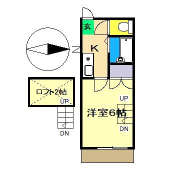 F・グレース高須新町(1K/2階)の間取り写真