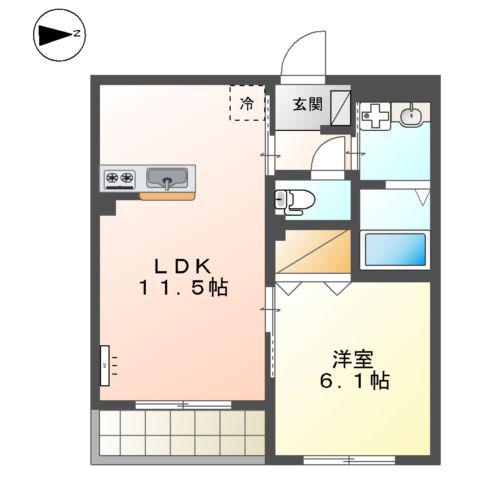 WISHING WELL(1LDK/3階)の間取り写真