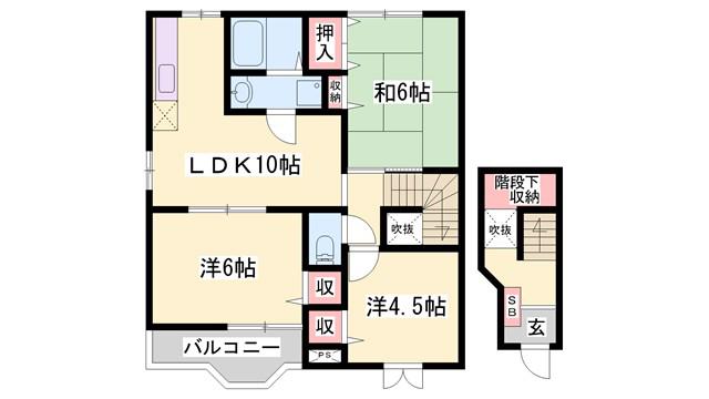 グローバル(3LDK/2階)の間取り写真