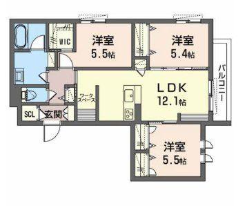 SHAMAISON LA NAUAGE(3LDK/2階)の間取り写真
