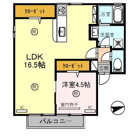 ハイツウィンディ(1LDK/2階)の間取り写真