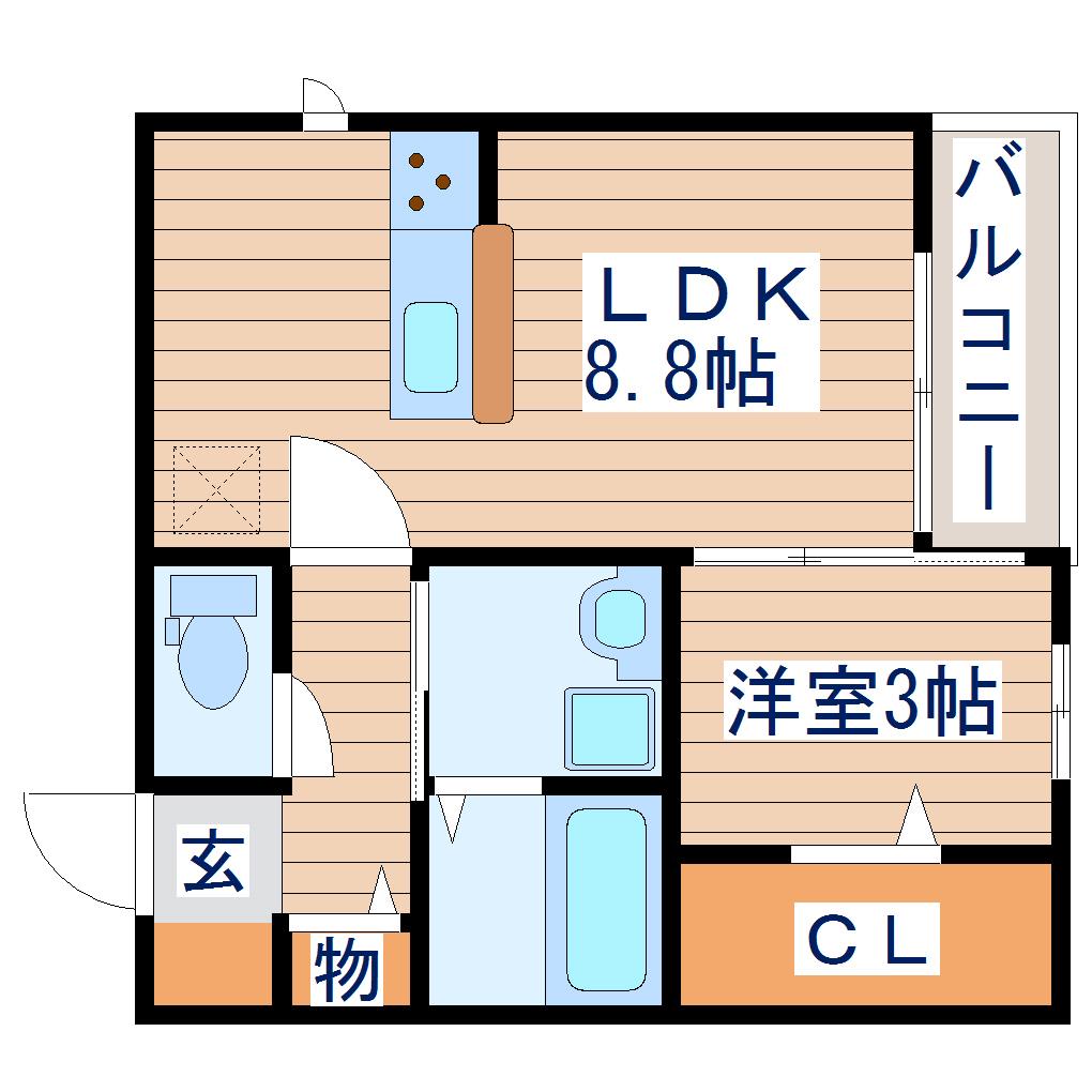 D-ROOM志波町(1LDK/1階)の間取り写真