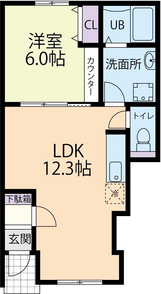 GLOOBY II (1LDK/1階)の間取り写真