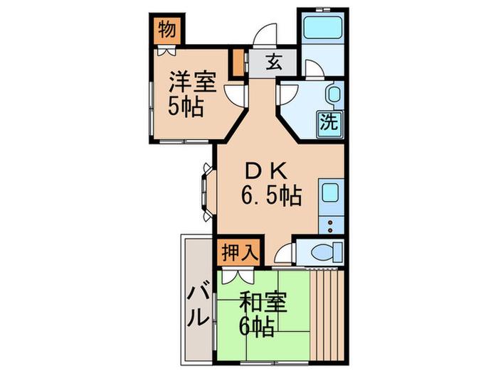 橋本ハウス(2DK/2階)の間取り写真
