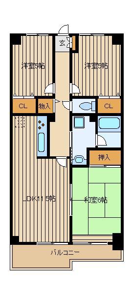 カーサエストゥペンダ(3LDK/1階)の間取り写真