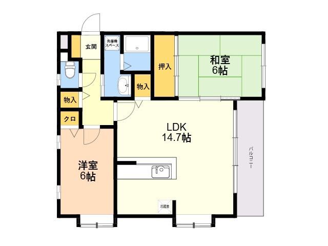 ソルクレスト姪浜(2LDK/2階)の間取り写真