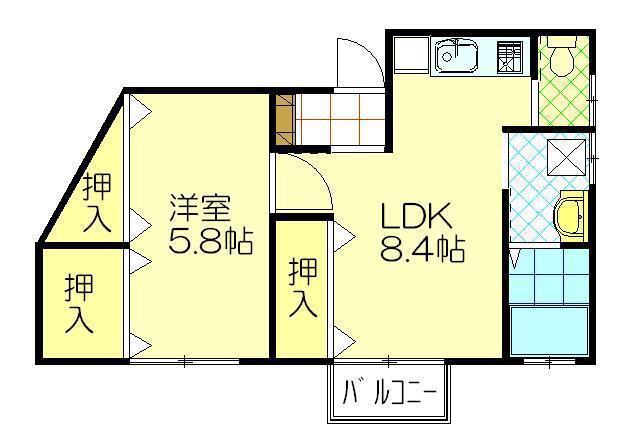 コーポ新星(1LDK/2階)の間取り写真