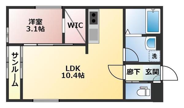 FELICE二俣新町A棟(1LDK/1階)の間取り写真