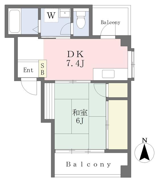 美和ビル(1DK/9階)の間取り写真