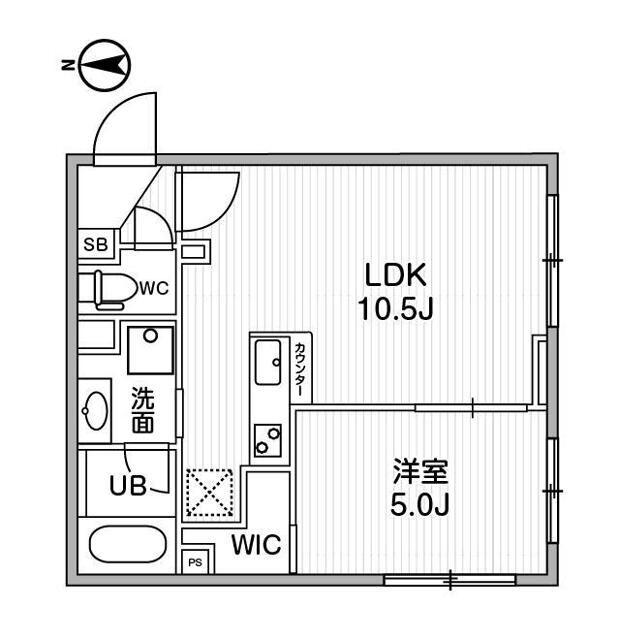 ウェルスクエアイズム蒲田サウス(1LDK/4階)の間取り写真