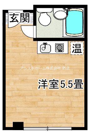 ハートイン宿院(ワンルーム/2階)の間取り写真