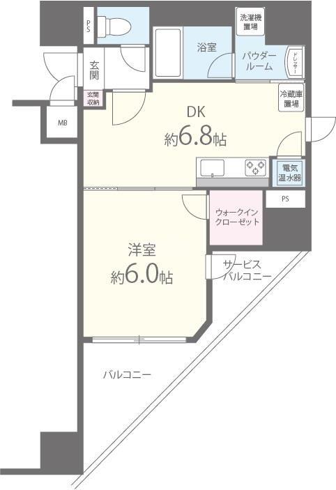アプライズ西長堀(1DK/9階)の間取り写真