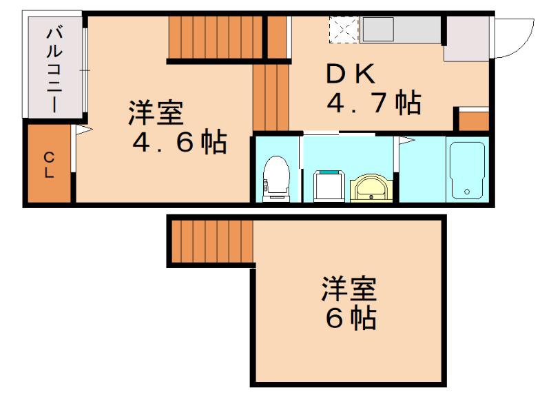 DREAM STAGE 姪浜LATRARE(1DK/2階)の間取り写真
