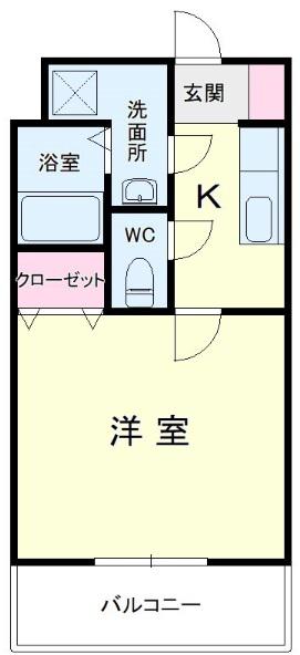 マンション ベッカム(1K/2階)の間取り写真
