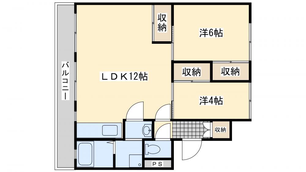 サルヴァトーレ本城(2LDK/2階)の間取り写真