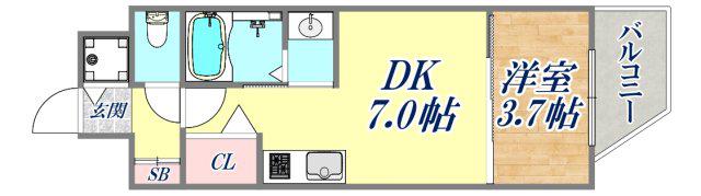 スワンズシティ神戸ウエスト(1DK/8階)の間取り写真