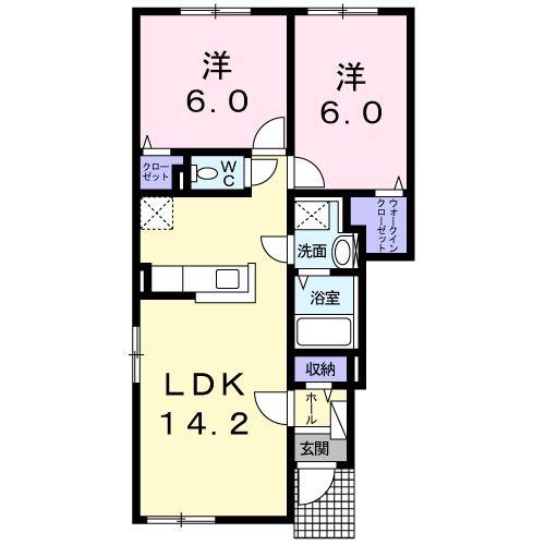 クシースペース(2LDK/1階)の間取り写真