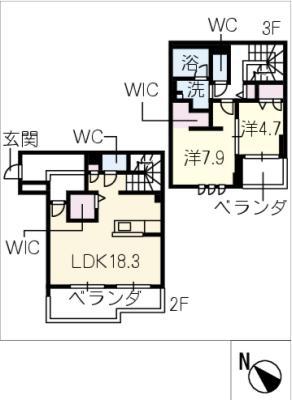 シャーメゾン ラ テラ(2LDK/3階)の間取り写真