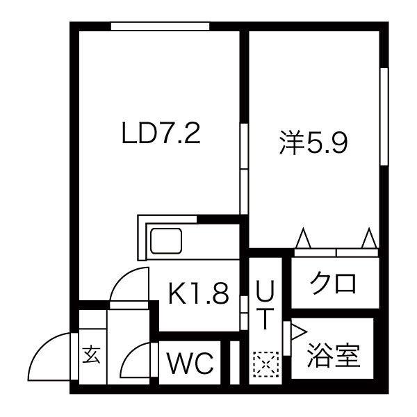 リラさっぽろ(1LDK/1階)の間取り写真