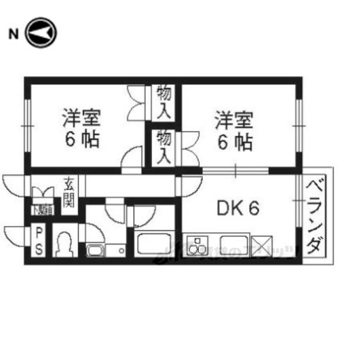FLAT西向日(2DK/2階)の間取り写真