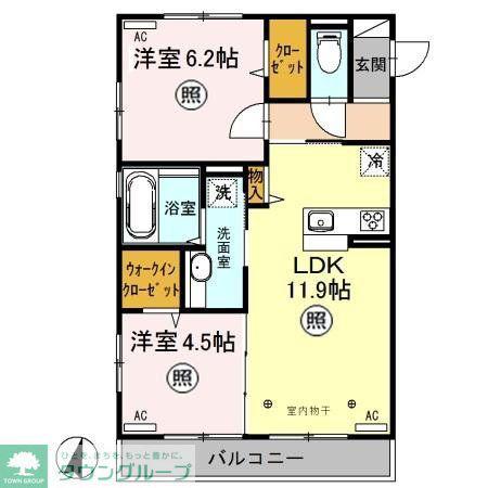 アプリリス(2LDK/2階)の間取り写真