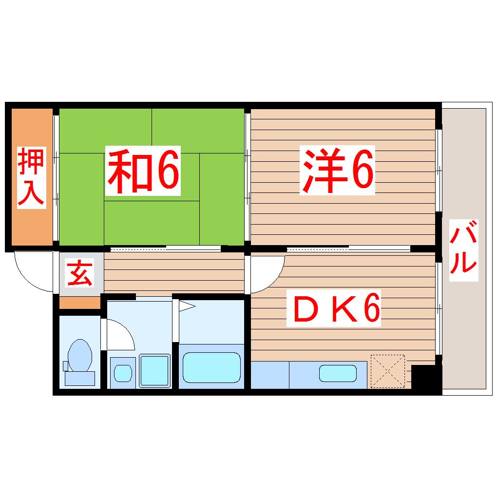 名取ビル富弥(2DK/2階)の間取り写真